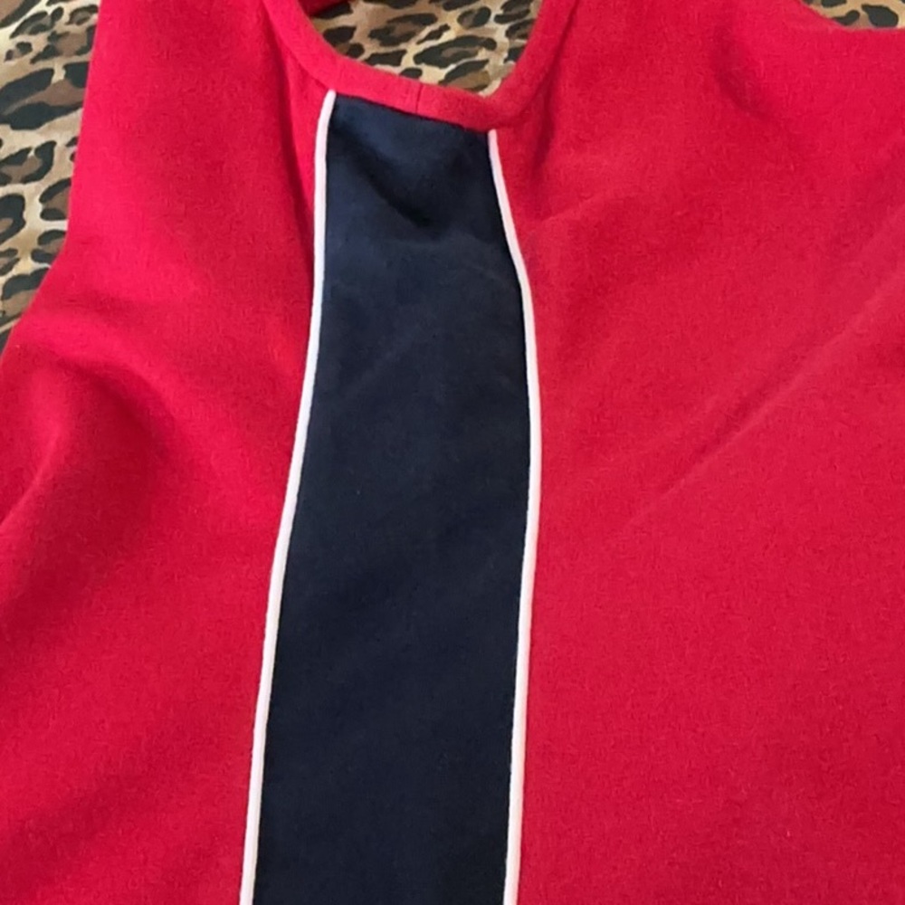 St. John Sport Red Tank w/ Navy Striped Sides & White Trim - Picture 7 of 8